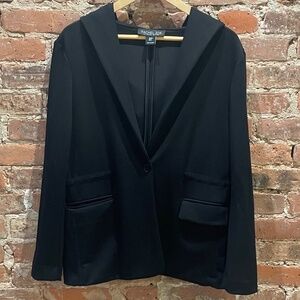 Rachel Zoe Women's Black Hooded Single Button Blazer - M